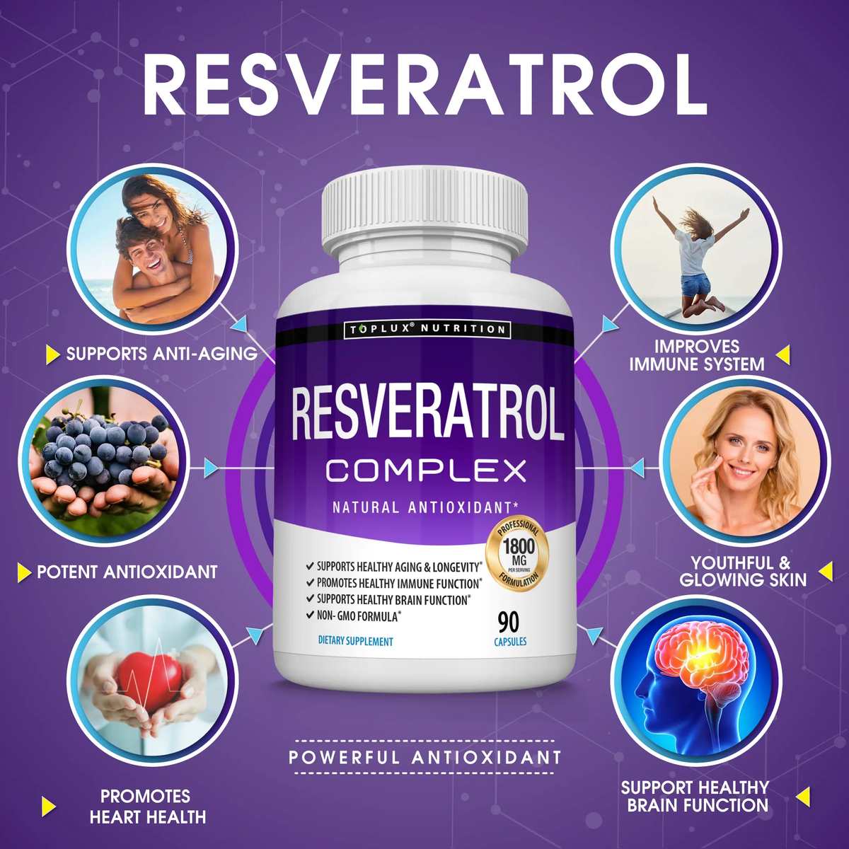 Resveratrol Supplement 1800Mg Natural Antioxidant