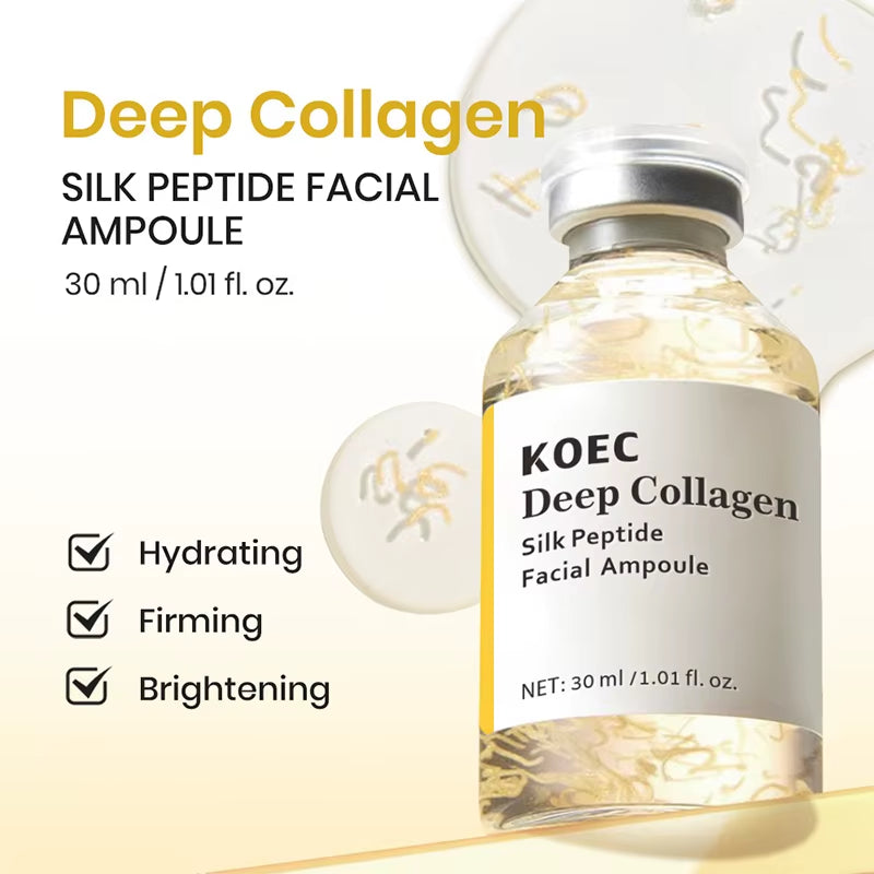 Silk Collagen Peptide Essence for Women Tightening Lifting, Deep Collagen Hydrating Essence, Korean Smoothing Firming Face Serum