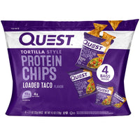 Quest Tortilla Style Protein Chips, Loaded Taco Flavor, Baked, Low Carb, 4 Count