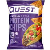 Quest Tortilla Style Protein Chips with 19G of Protein, Loaded Taco Flavor, 1.1 Oz, Single