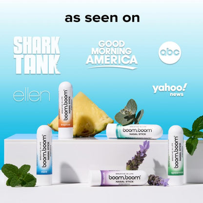 Boomboom Nasal Stick: Free Your Nose | Featured on Shark Tank | Powerful Essential Oils with Vapor Flow Technology | Breathe in Life