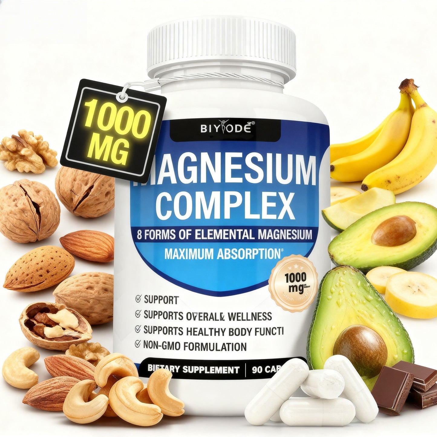 1/2X Magnesium 8 in 1 Complex 1000Mg & Blood Sugar Blend Supplement Combo