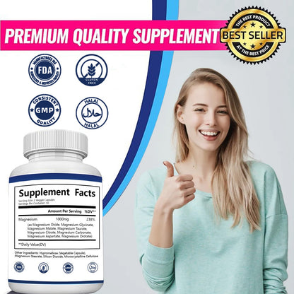 1/2X Magnesium 8 in 1 Complex 1000Mg & Blood Sugar Blend Supplement Combo