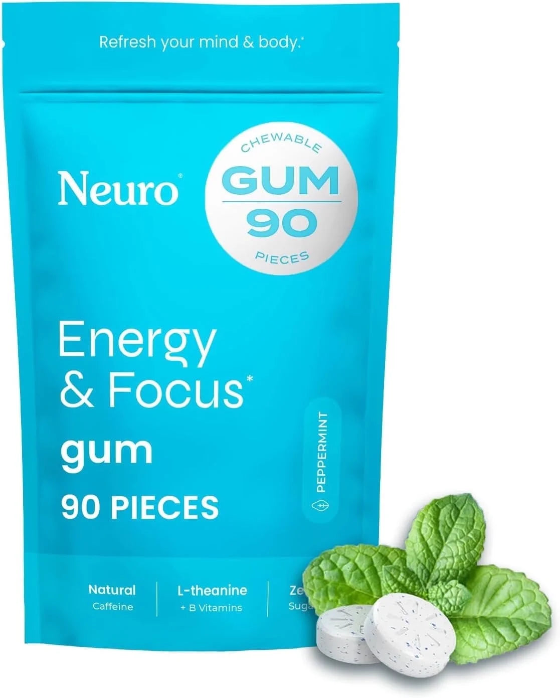 Revitalize Your Day with Neuro Energy & Focus Peppermint Gum - 90 Pieces of Refreshing Energy