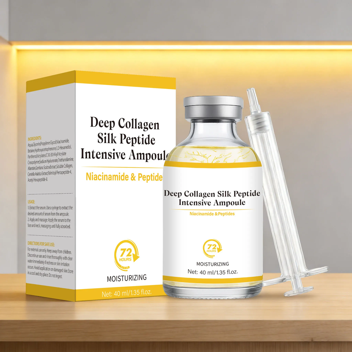 Deep Collagen Silk Peptide Intensive Ampoule Face-Lift Serum with Peptides & Deep Collagen Plumping, Smooth, Korean Skincare