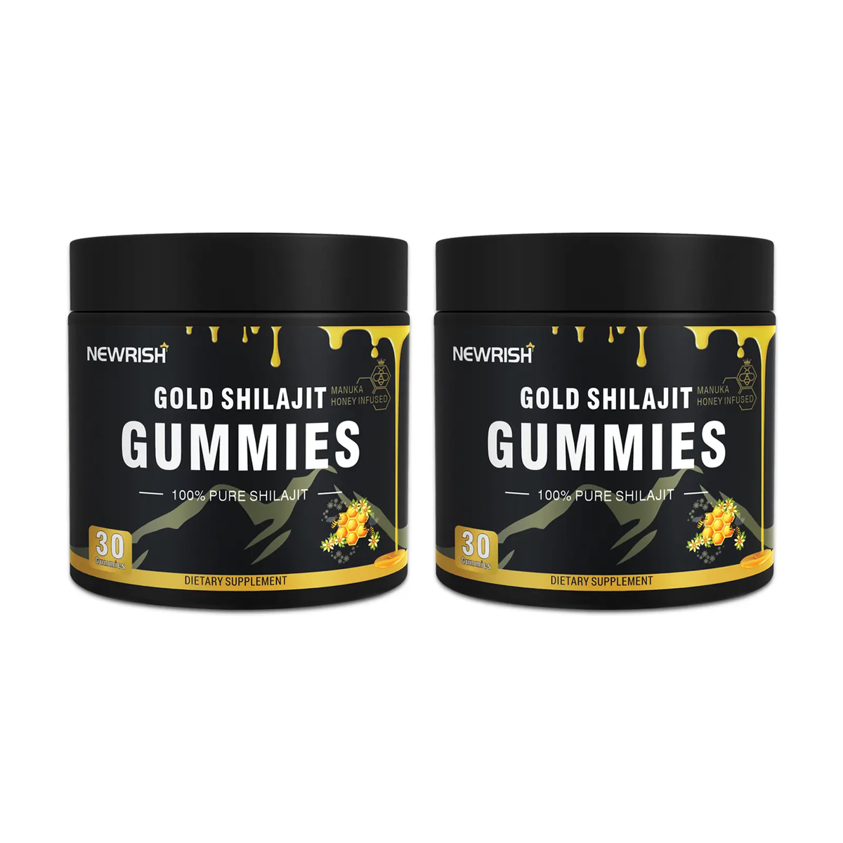 Newrish Gold Grade 100% Pure Shilajit Gummies | 85+ Trace Minerals and Fulvic Acid | All Natural | Immune and Energy Support | 30 Gummies