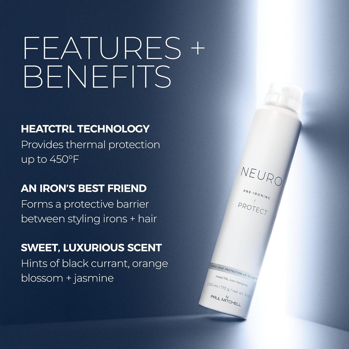 Neuro by Paul Mitchell Protect Heatctrl Iron Hairspray, Perfect Prep + Finish for Heat Styling, for All Hair Types