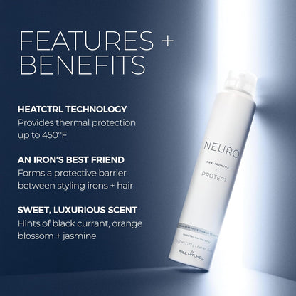 Neuro by Paul Mitchell Protect Heatctrl Iron Hairspray, Perfect Prep + Finish for Heat Styling, for All Hair Types