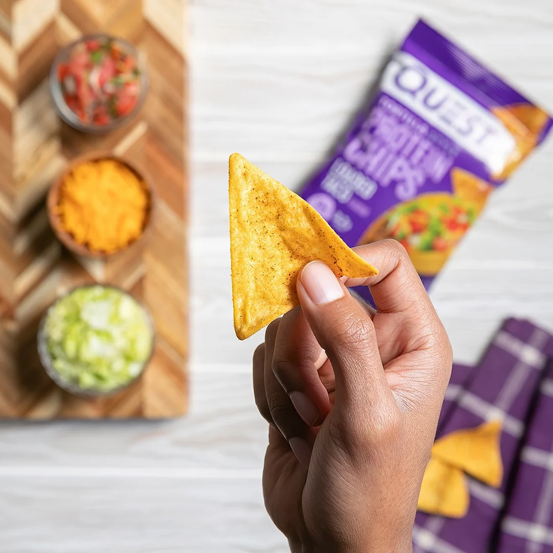 Quest Tortilla Style Protein Chips, Loaded Taco Flavor, Gluten Free, Baked, 1.1Oz Bags, 12 Count