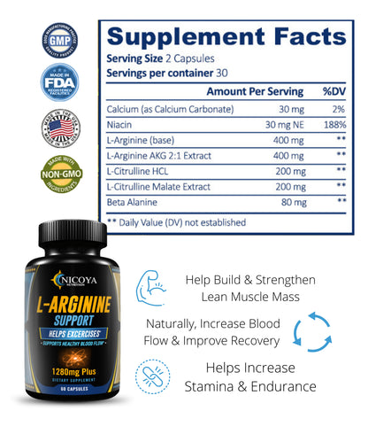 Natural Testosterone Enhancer + Nitric Oxide L-Arginine -Value 2 Pack Bundle!