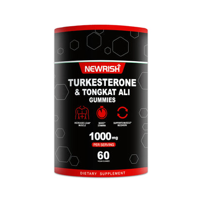 Newrish Strength Gummies - Contains Turkstan Charantia and Tongkat Ali Extracts - Immunoglobulins - Enhances Strength and Muscle Growth - 60 Gummies