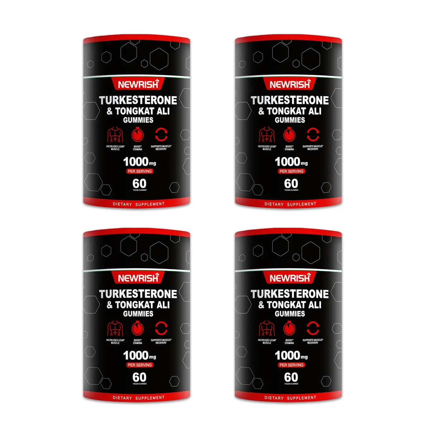 Newrish Strength Gummies - Contains Turkstan Charantia and Tongkat Ali Extracts - Immunoglobulins - Enhances Strength and Muscle Growth - 60 Gummies
