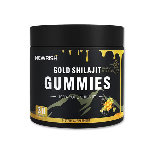 Newrish Gold Grade 100% Pure Shilajit Gummies | 85+ Trace Minerals and Fulvic Acid | All Natural | Immune and Energy Support | 30 Gummies