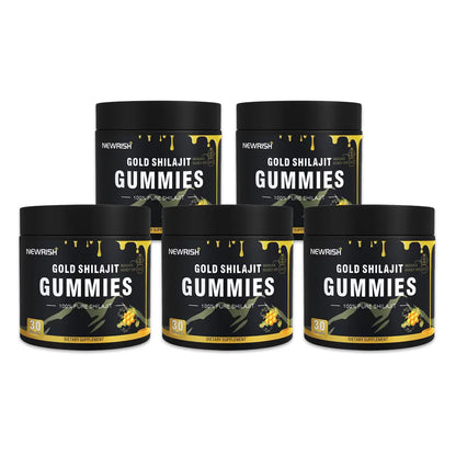 Newrish Gold Grade 100% Pure Shilajit Gummies | 85+ Trace Minerals and Fulvic Acid | All Natural | Immune and Energy Support | 30 Gummies