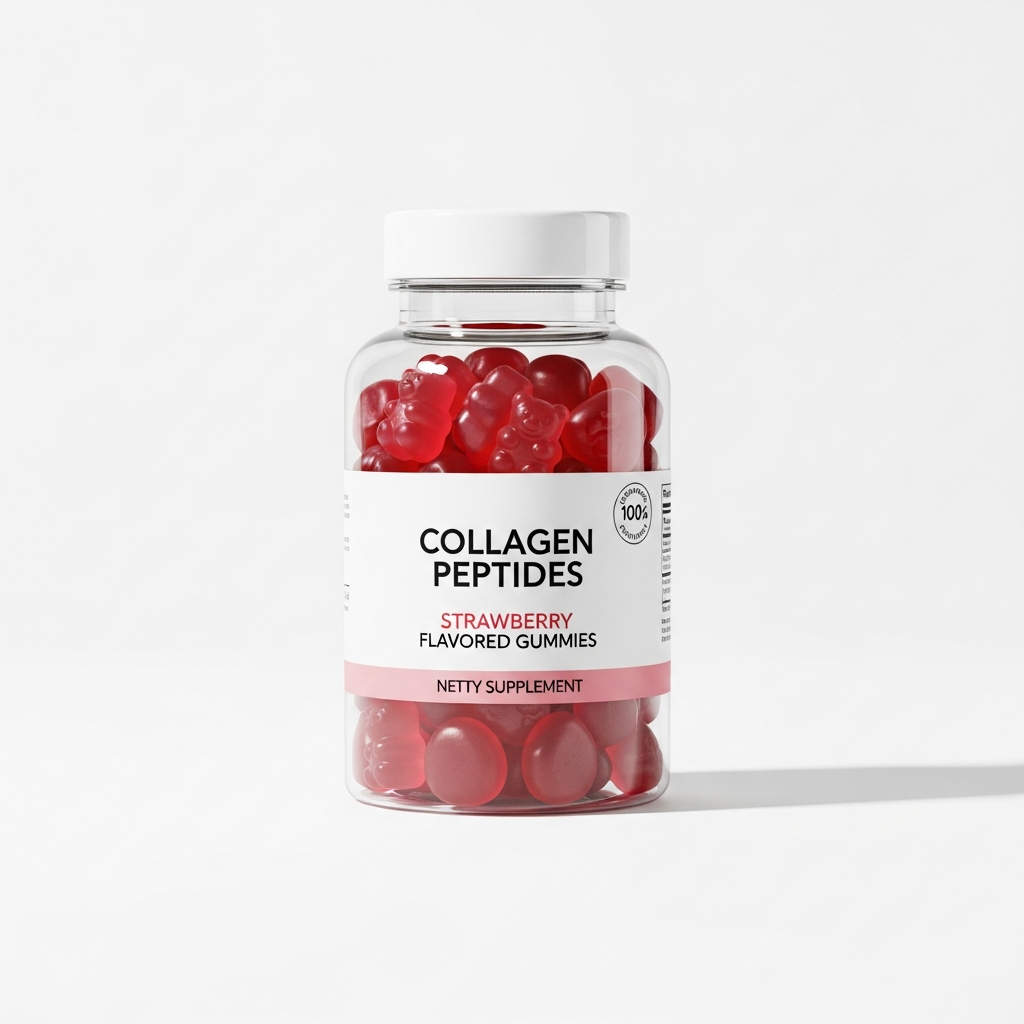 Collagen Peptides Gummies – Strawberry Flavor | Bovine & Chicken Collagen Peptides Dietary Supplement for Skin Elasticity, Joint Health